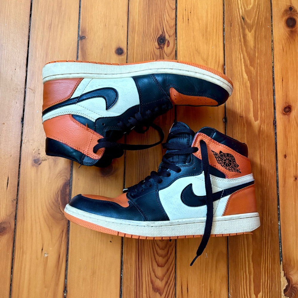 Jordan Men's Black, Orange, and White Sneakers